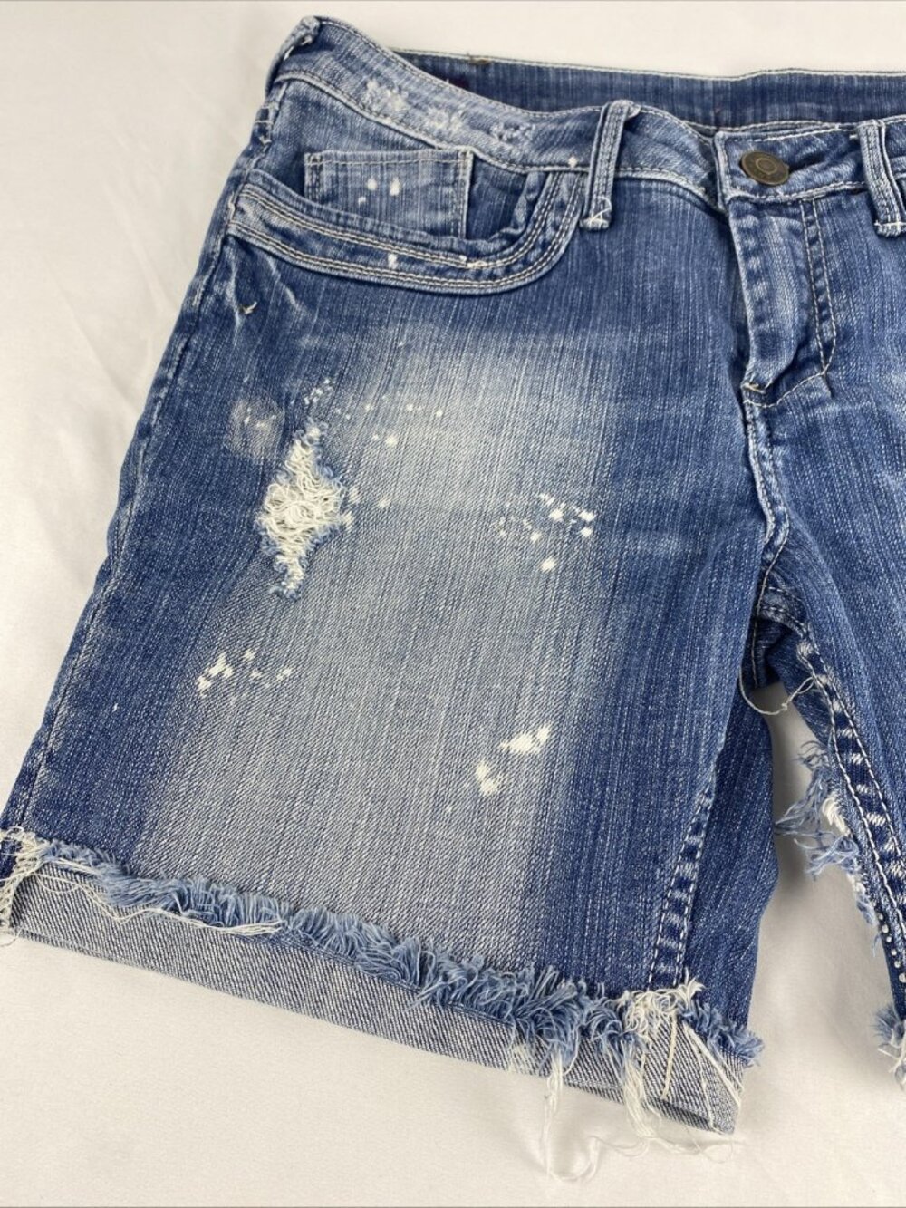 Vigoss Bermuda 5 Pocket Stretch Denim Cuffed Shorts Lowrise Womens / Jrs Size 7 - Picture 3 of 11